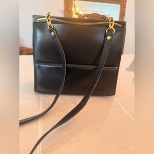 Vintage Dofan Black Leather Frame Bag | Made in France | Gold Hardware